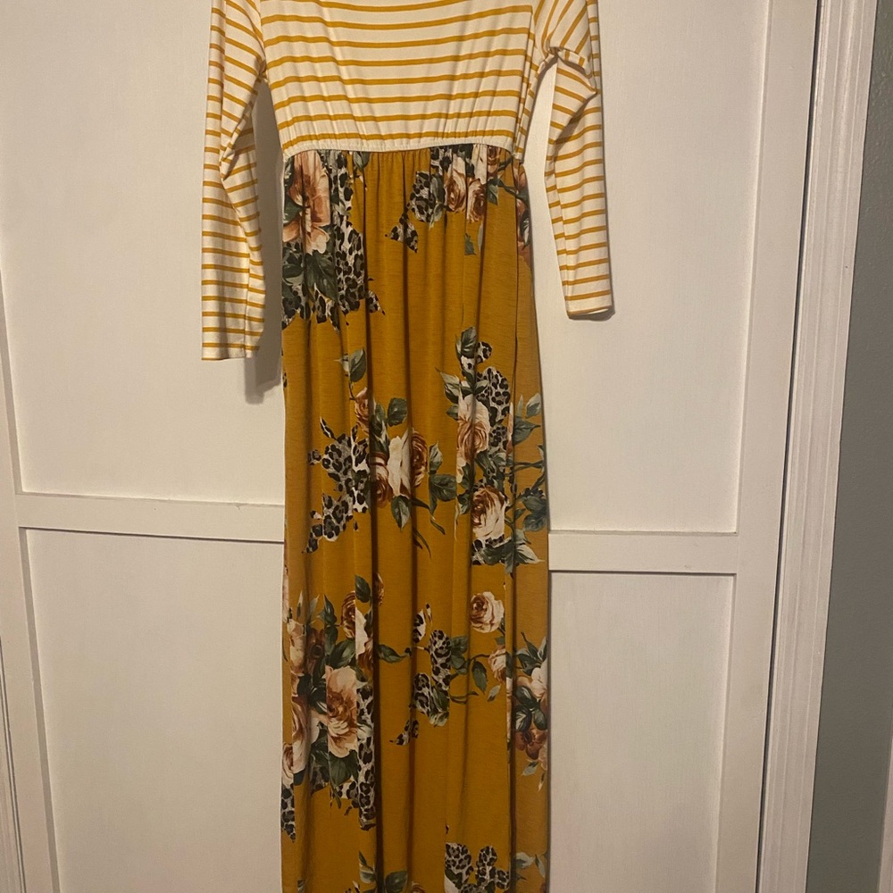 Striped Floral Maxi Dress